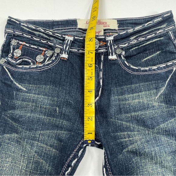LAGUNA BEACH JEANS Skull Pockets Dark Wash Low Rise Size 26 (Missing 1 Button) - Picture 9 of 11